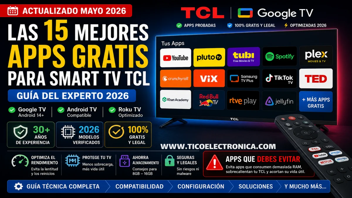 Las 15 mejores apps gratis para Smart TV TCL en 2026 probadas por experto con Google TV, Android TV y Roku TV