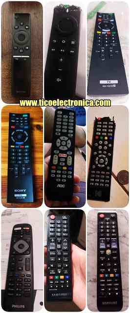 Collage con 9 controles remotos de clientes, listos para reemplazo rápido y venta de controles de TV en TicoElectrónica Costa Rica.
