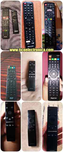 Imagen con 9 controles remotos variados de Samsung, LG y Panasonic, listos para venta y reemplazo de controles TV en TicoElectrónica Costa Rica.