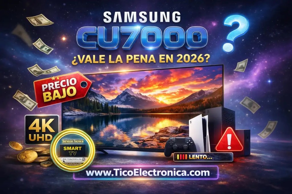 Samsung CU7000 Smart TV 4K análisis técnico del televisor Samsung CU7000 realizado por Rodrigo Rodríguez experto en reparación de televisores en Costa Rica – TicoElectronica