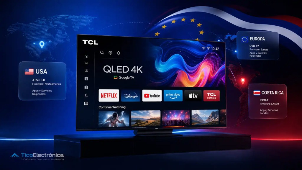 Comparativa de TVs TCL por región: diferencias entre modelos USA, Europa y Latinoamérica para compradores en Costa Rica. Guía técnica TicoElectrónica 2025-2026.