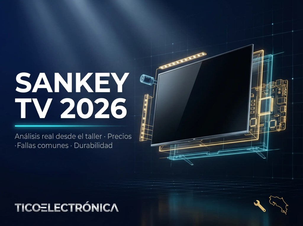 Televisores Sankey en Costa Rica 2026 - Análisis técnico real desde el taller de TicoElectrónica. Precios referenciales, fallas comunes (fuentes de poder, retroiluminación, placa principal), durabilidad de 3 a 5 años, comparativa con TCL y Xiaomi. Servicio técnico especializado.