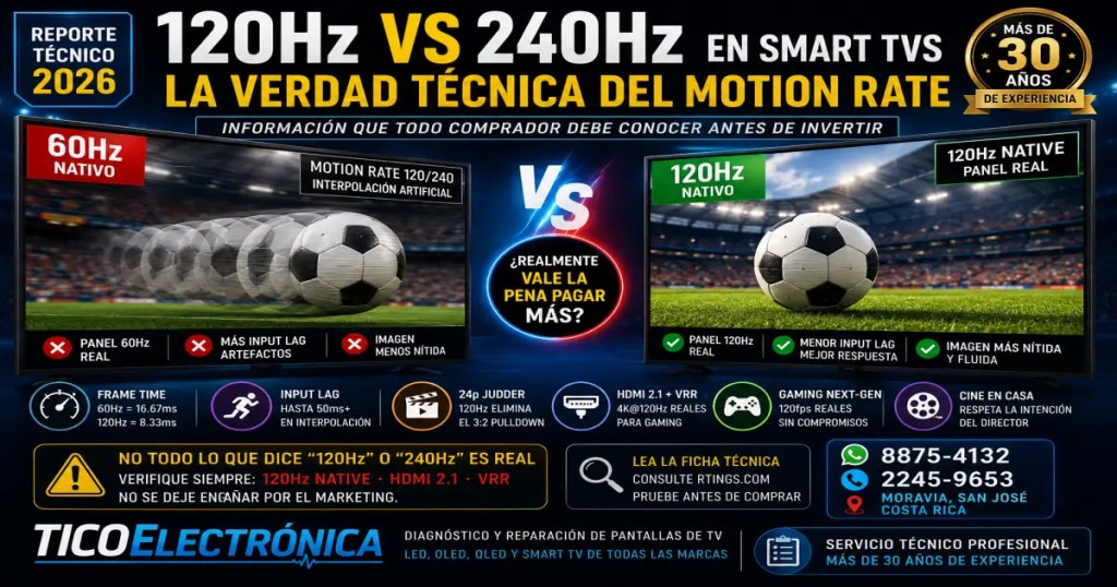 120Hz vs 240Hz en Smart TVs: La Verdad Técnica del Motion Rate